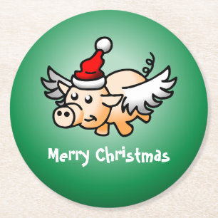 Vliegende Varken Kerst Papier Onderzetter