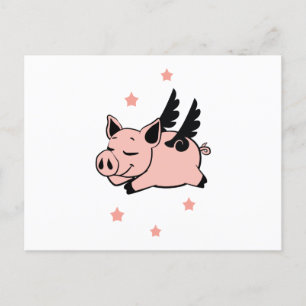 Vliegende varken met Angel Wings Fly Pigs Uitnodiging Briefkaart