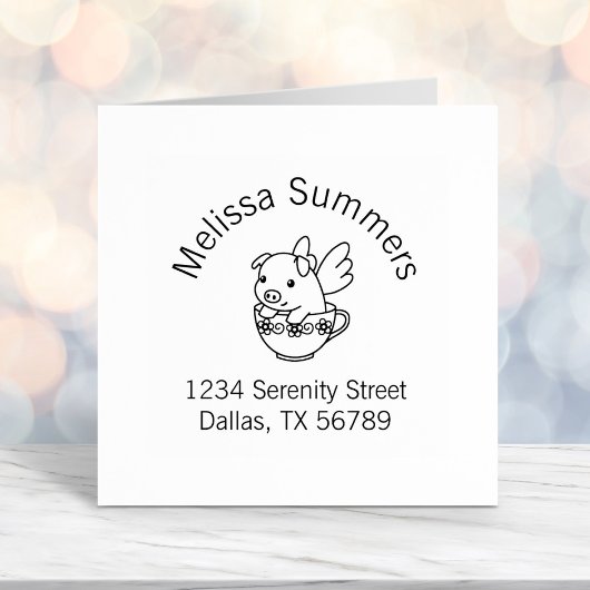 Vliegende varken - Varkenszool met vleugels in een Zelfinktende Stempel