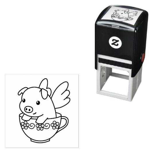 Vliegende varken - Varkenszool met vleugels in een Zelfinktende Stempel (In situ)