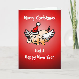 Vliegende Varkens Kerst Fotokaart Feestdagen Kaart