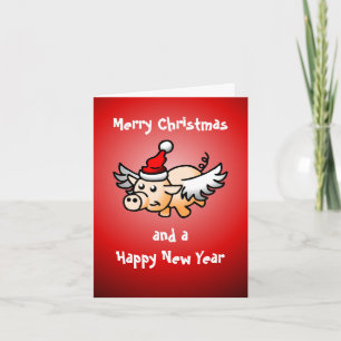 Vliegende Varkens Kerst Fotokaart Feestdagen Kaart