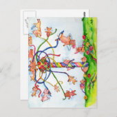 Vliegende varkens rond de Maypole Briefkaart (Voorkant / Achterkant)