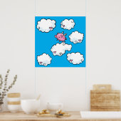 Vliegende varkensdansen op wolken poster (Keuken)