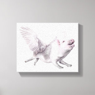 Vliegende Varkenspartschilderij maakt echte vleuge Canvas Afdruk