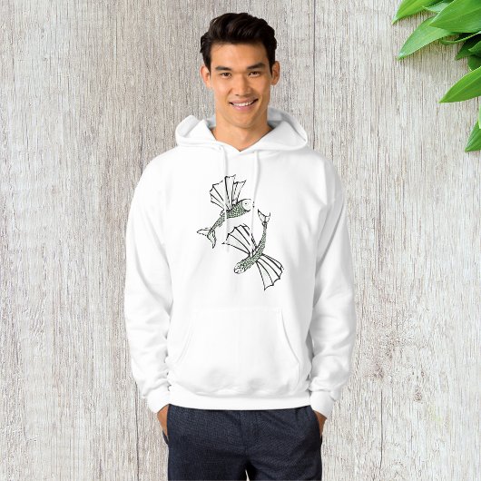 Vliegende vis Hand getrokken oceaan schepsel Hoodie