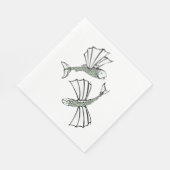 Vliegende vis Hand getrokken oceaan schepsel Servet (Hoek)