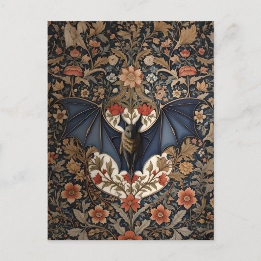 Vliegende Vleermuis - Moderne William Morris Flora Briefkaart (Voorkant)