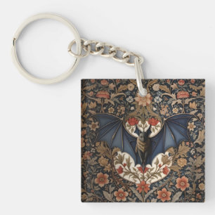 Vliegende Vleermuis - Moderne William Morris Flora Sleutelhanger