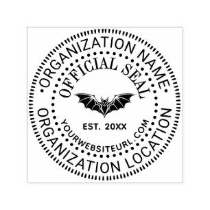 Vliegende Vleermuis Officiële Zegel Naam Loc URL O Zelfinktende Stempel