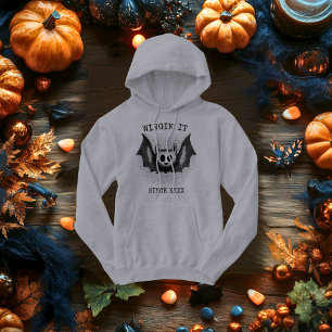 Vliegende Vleermuis - Zwarte Retro Halftone Hallow Hoodie