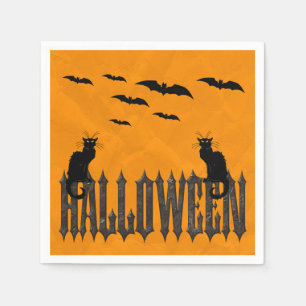 Vliegende vleermuizen & griezelige katten Hallowee Servetten