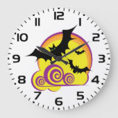 Vliegende Vleermuizen Halloween Night Volle Maan W Grote Klok (Voorkant)