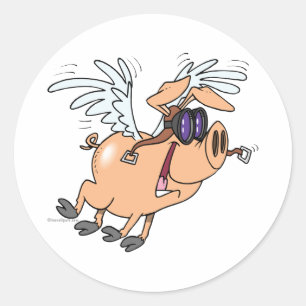 vliegende vliegende vliegende cartoon ronde sticker