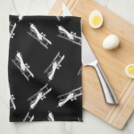 vliegende vliegtuigen Antiek kunstpatroon Theedoek (Quarter Fold)