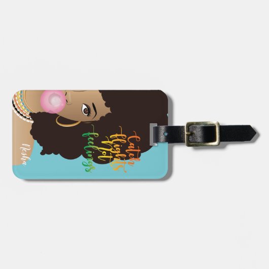 Vliegende vliegtuigen, zwarte vrouwen, tandvlees, bagagelabel (Voorkant horizontaal)