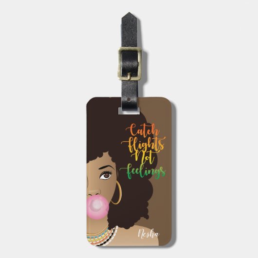 Vliegende vliegtuigen, zwarte vrouwen, tandvlees, bagagelabel (Voorkant verticaal)