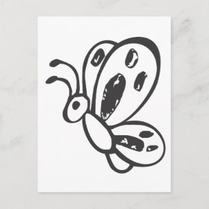 Vliegende vlinder in zwarte en witte schets briefkaart