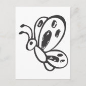 Vliegende vlinder in zwarte en witte schets briefkaart (Voorkant)