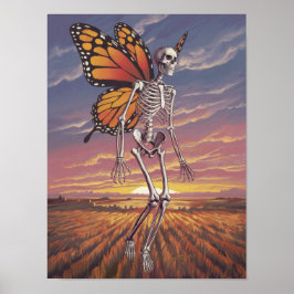 Vliegende Vlinder Skelet Print Poster Wall Art