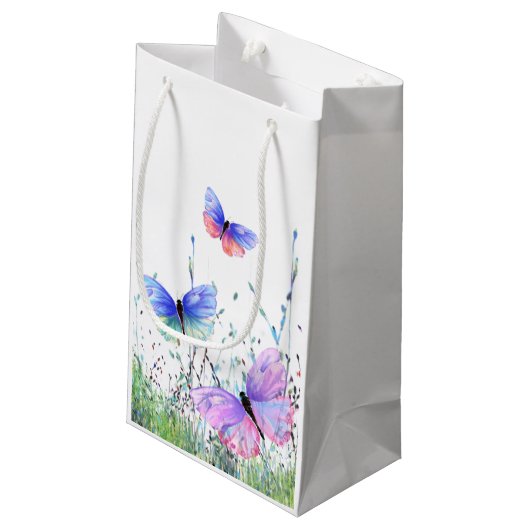 Vliegende vlinders geschenkzak klein cadeauzakje (Achterkant Gekanteld)