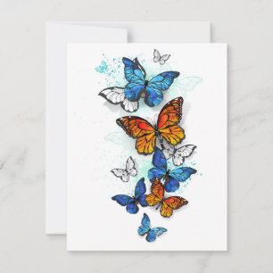 Vliegende Vlinders Morpho en Monarch Aankondiging
