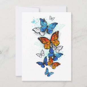 Vliegende Vlinders Morpho en Monarch Bedankkaart