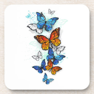 Vliegende Vlinders Morpho en Monarch Bier Onderzetter