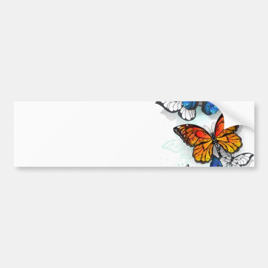 Vliegende Vlinders Morpho en Monarch Bumpersticker (Voorkant)