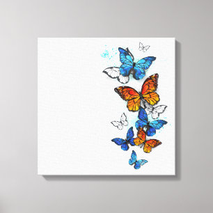 Vliegende Vlinders Morpho en Monarch Canvas Afdruk