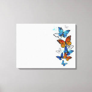 Vliegende Vlinders Morpho en Monarch Canvas Afdruk