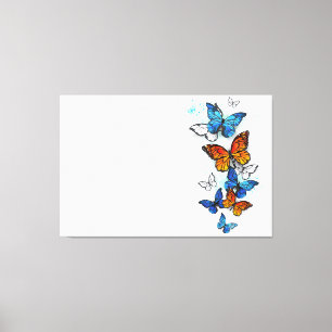 Vliegende Vlinders Morpho en Monarch Canvas Afdruk