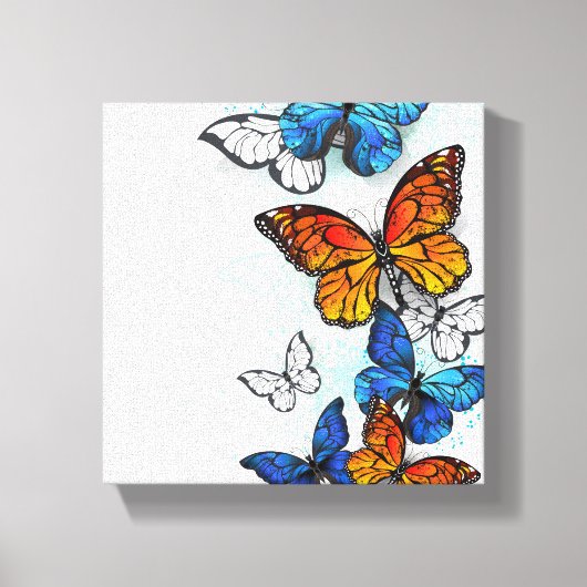 Vliegende Vlinders Morpho en Monarch Canvas Afdruk (Voorkant)