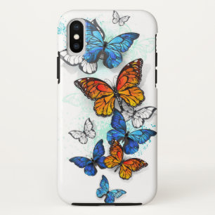 Vliegende Vlinders Morpho en Monarch iPhone X Hoesje