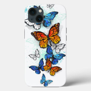 Vliegende Vlinders Morpho en Monarch iPhone 13 Hoesje