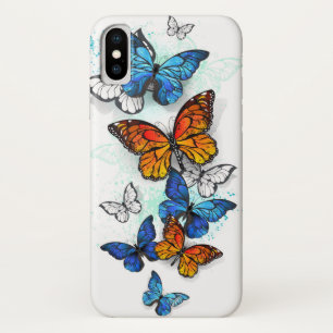 Vliegende vlinders Morpho en Monarch iPhone X Hoesje