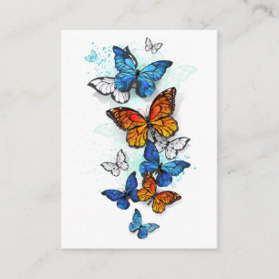 Vliegende Vlinders Morpho en Monarch Contactkaartje