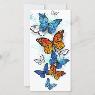 Vliegende Vlinders Morpho en Monarch Feestdagenkaart