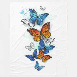 Vliegende Vlinders Morpho en Monarch Fleece Deken