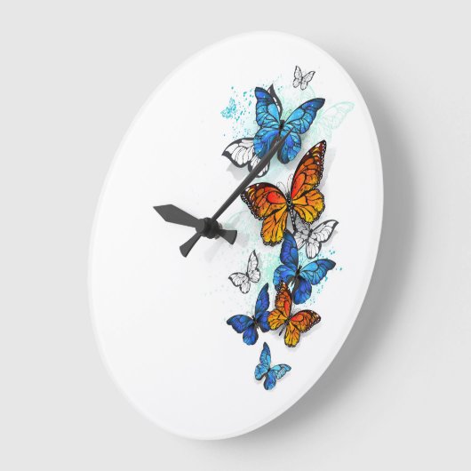 Vliegende Vlinders Morpho en Monarch Grote Klok (Hoek)