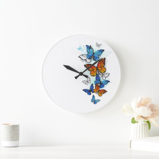 Vliegende Vlinders Morpho en Monarch Grote Klok (Huis)