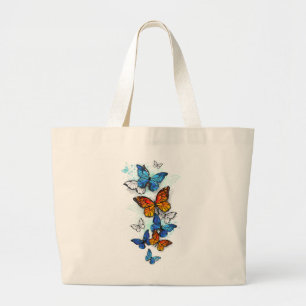 Vliegende Vlinders Morpho en Monarch Grote Tote Bag