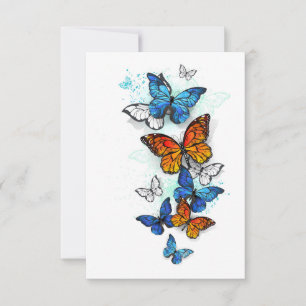 Vliegende Vlinders Morpho en Monarch Kaart