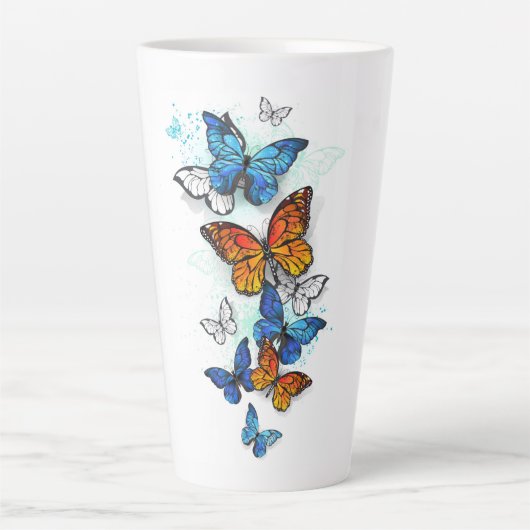 Vliegende Vlinders Morpho en Monarch Latte Mok (Voorkant)
