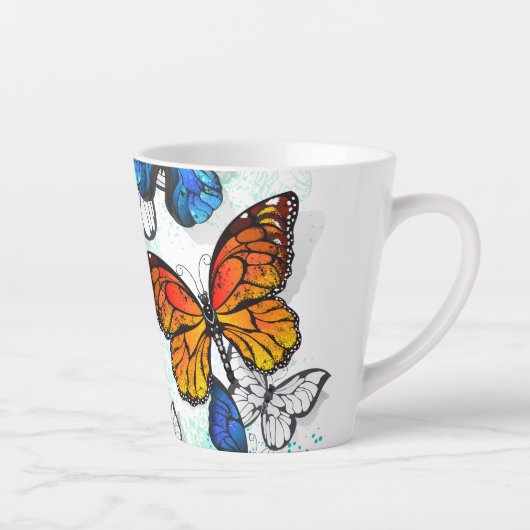 Vliegende Vlinders Morpho en Monarch Latte Mok (Rechts)
