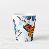 Vliegende Vlinders Morpho en Monarch Latte Mok (Voorkant)