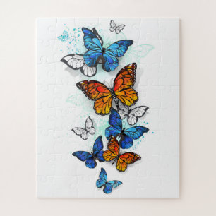 Vliegende Vlinders Morpho en Monarch Legpuzzel