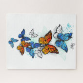 Vliegende Vlinders Morpho en Monarch Legpuzzel (Horizontaal)