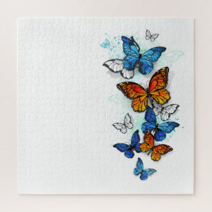 Vliegende Vlinders Morpho en Monarch Legpuzzel