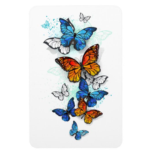 Vliegende Vlinders Morpho en Monarch Magneet (Verticaal)